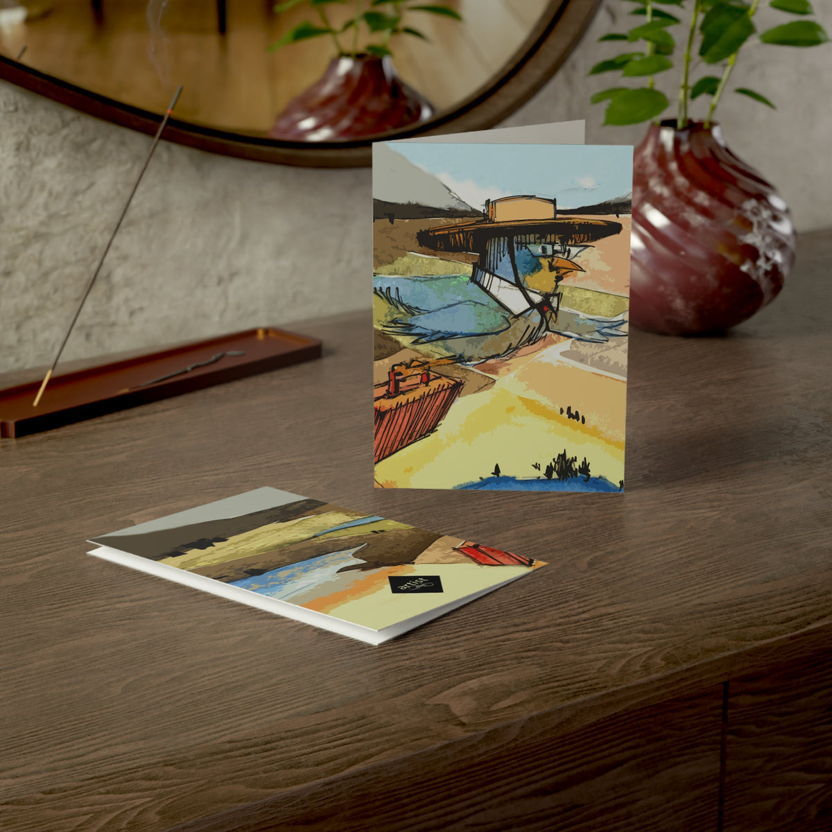 Scenic Bird Illustration Greeting Cards — Pack of 1/10/30/50