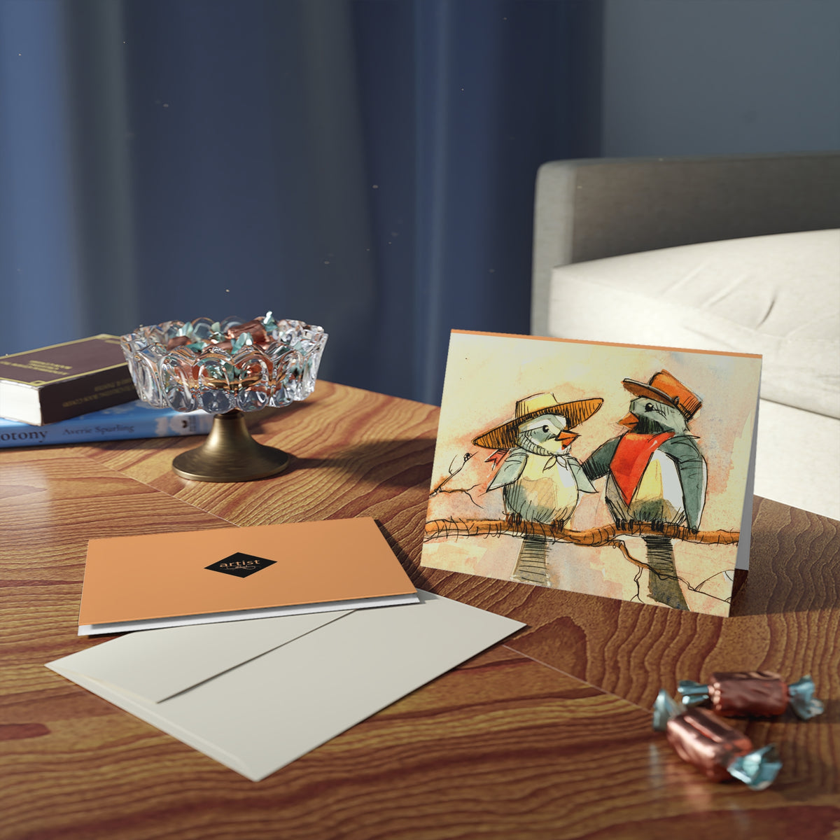 Greeting Cards — Whimsical Birds in Hats Illustrated Note Card Set
