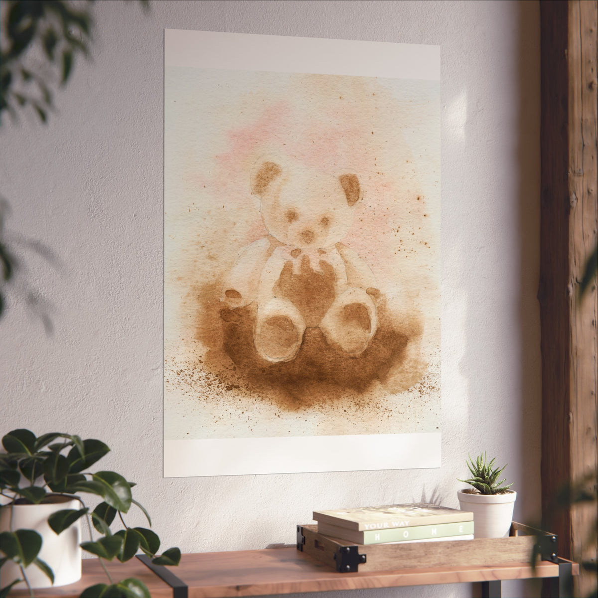 Teddy Bear Fine Art Poster — Soft Watercolor Nursery Wall Art