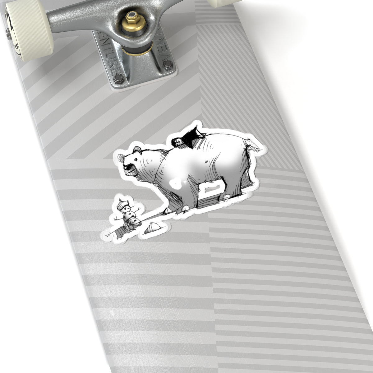 Whimsical Bear and Tiny Friend Kiss-Cut Sticker