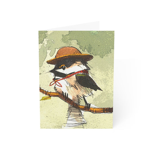 Bird Illustration Greeting Cards — Charming Chickadee Hat Design (Pack of 1/10/30/50)