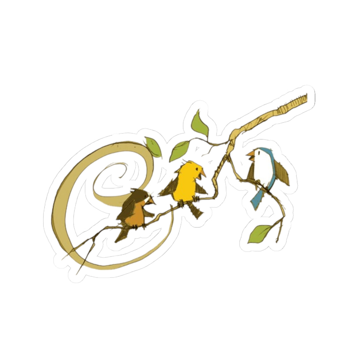 Birds and Botanical Branch Kiss-Cut Sticker