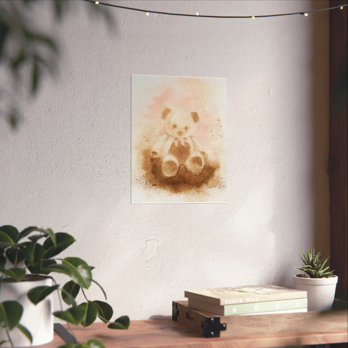 Teddy Bear Fine Art Poster — Soft Watercolor Nursery Wall Art