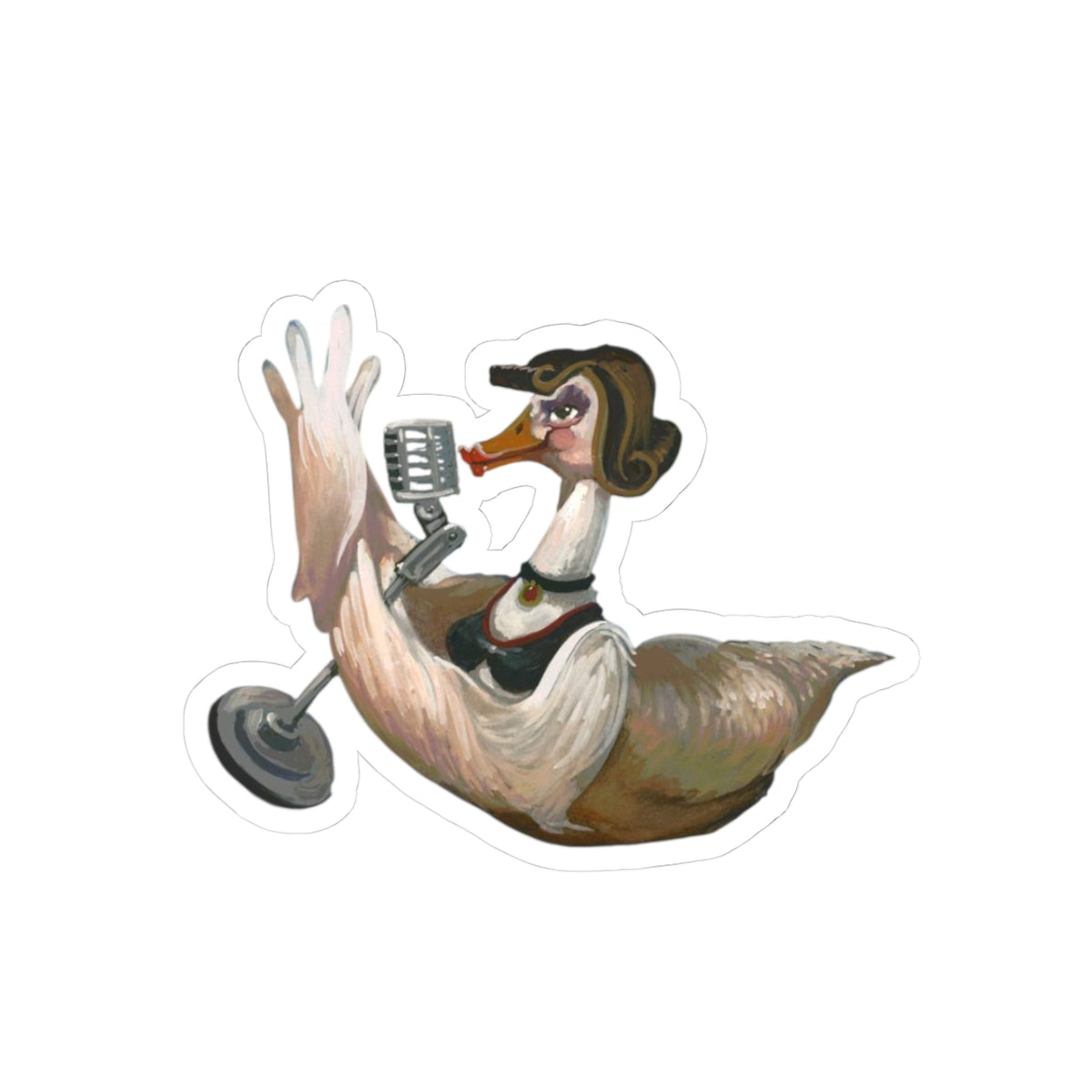 Retro Singing Goose Kiss-Cut Sticker