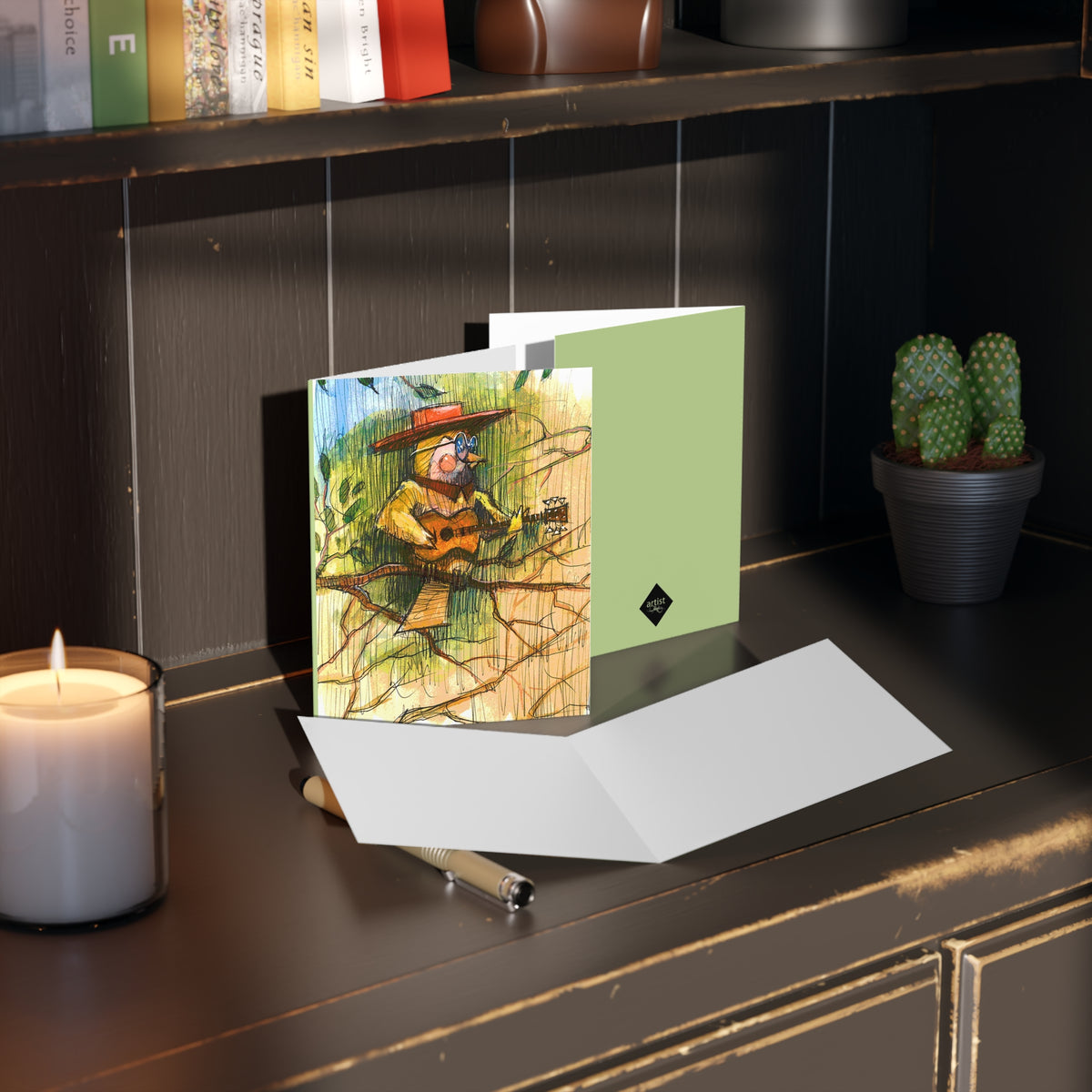 Whimsical Guitarist Forest- Greeting Cards