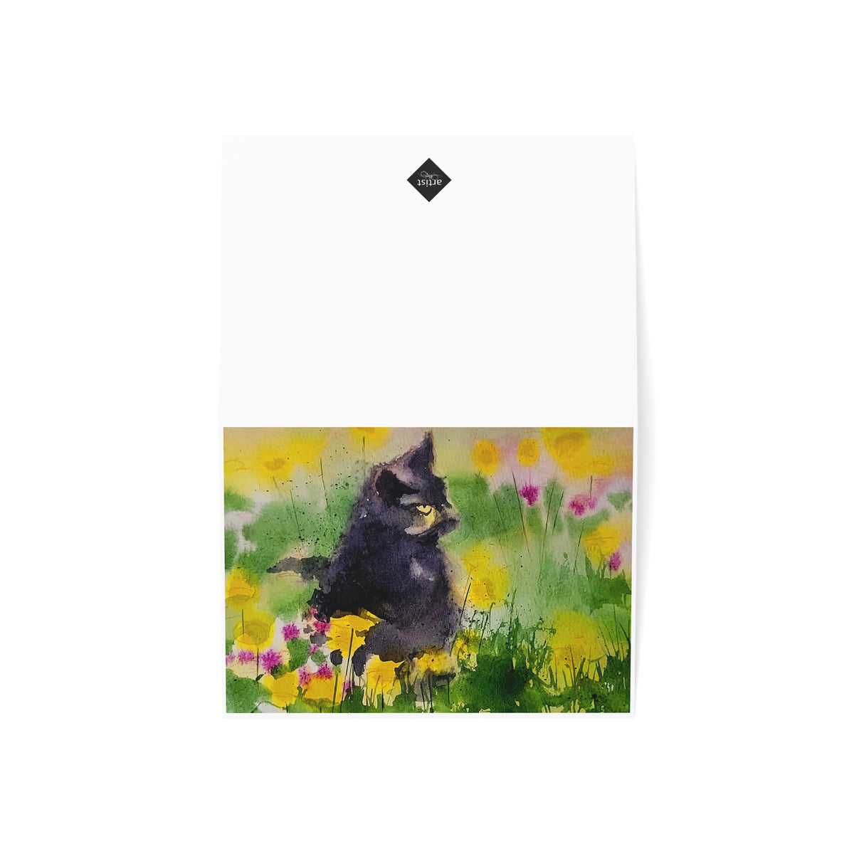 Cat in Wildflower Garden Greeting Cards — Blank Note Cards (Pack of 1, 10, 30, 50)