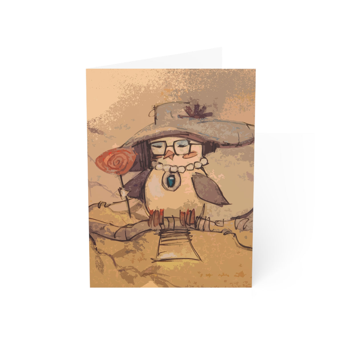 Whimsical Owl Greeting Card — Hand-Drawn Woodland Illustration (Pack of 1, 10, 30, 50)