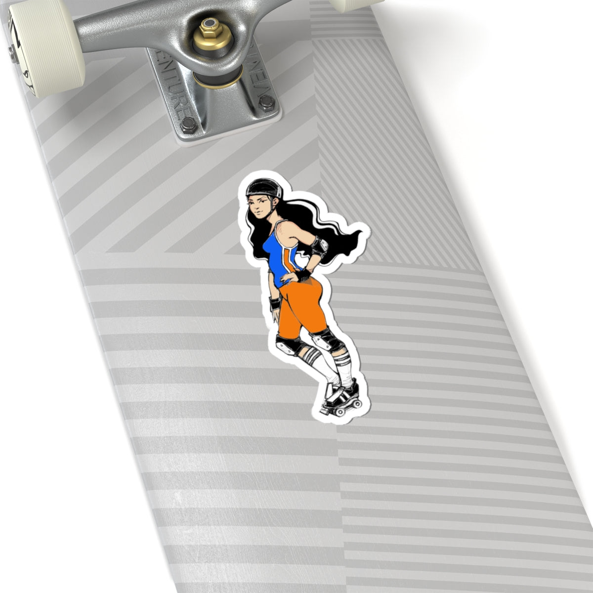 Retro Roller Skater Girl Kiss-Cut Sticker