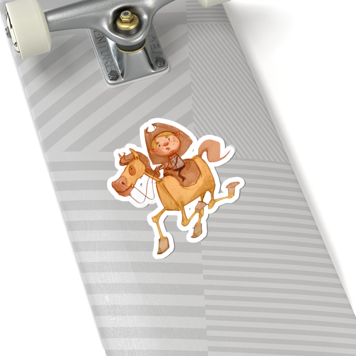 Cowboy Kid on Horse Sticker — Cute Western Kiss-Cut Vinyl Decal for Laptops & Water Bottles