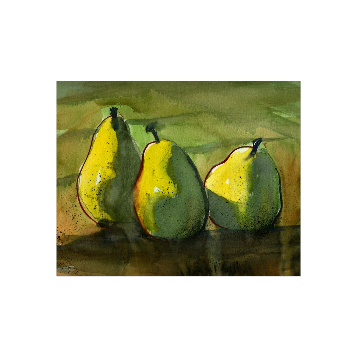 Fine Art Poster - Three Pears Watercolor Still Life
