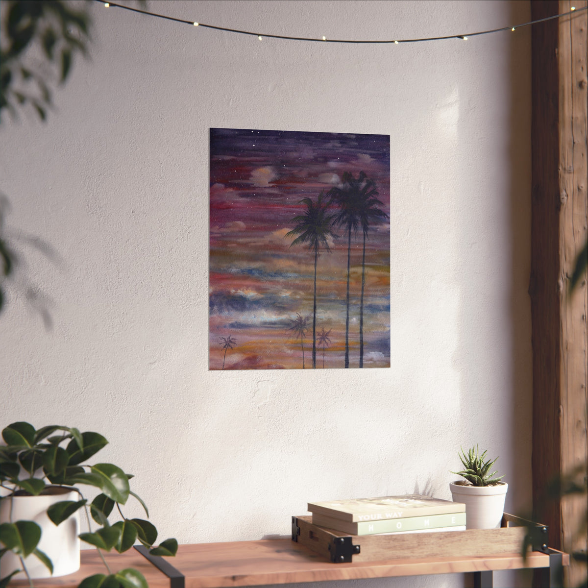 Sunset Palm Fine Art Poster — Tropical Coastal Wall Art Print