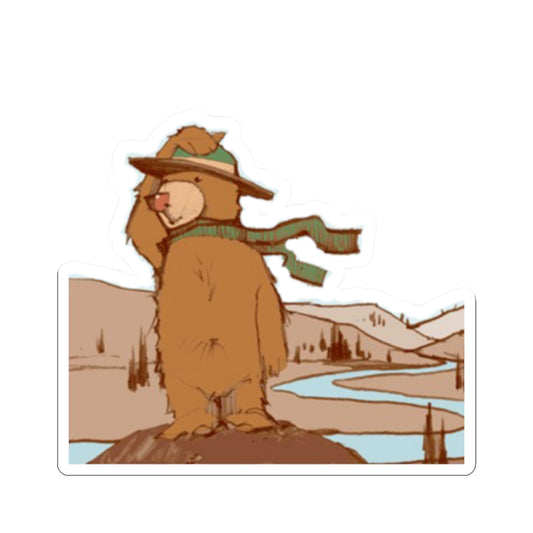 Bear Scout Sticker — Outdoor Adventure Kiss-Cut Laptop Decal