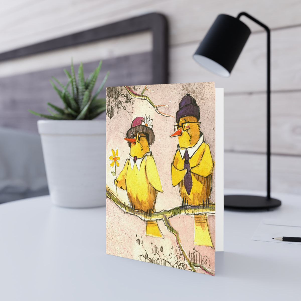 Cute Cartoon Chick Couple Greeting Card - Whimsical Love & Friendship Note