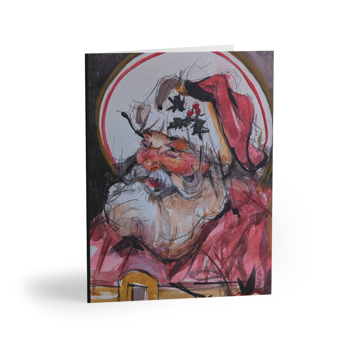 Christmas Santa Greeting Cards — Holiday Cards with Watercolor Santa Design