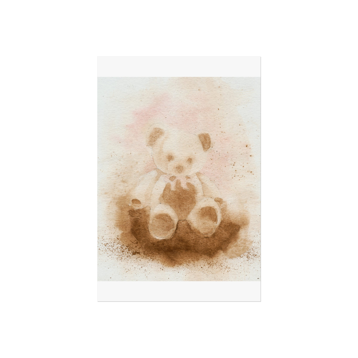 Teddy Bear Fine Art Poster — Soft Watercolor Nursery Wall Art