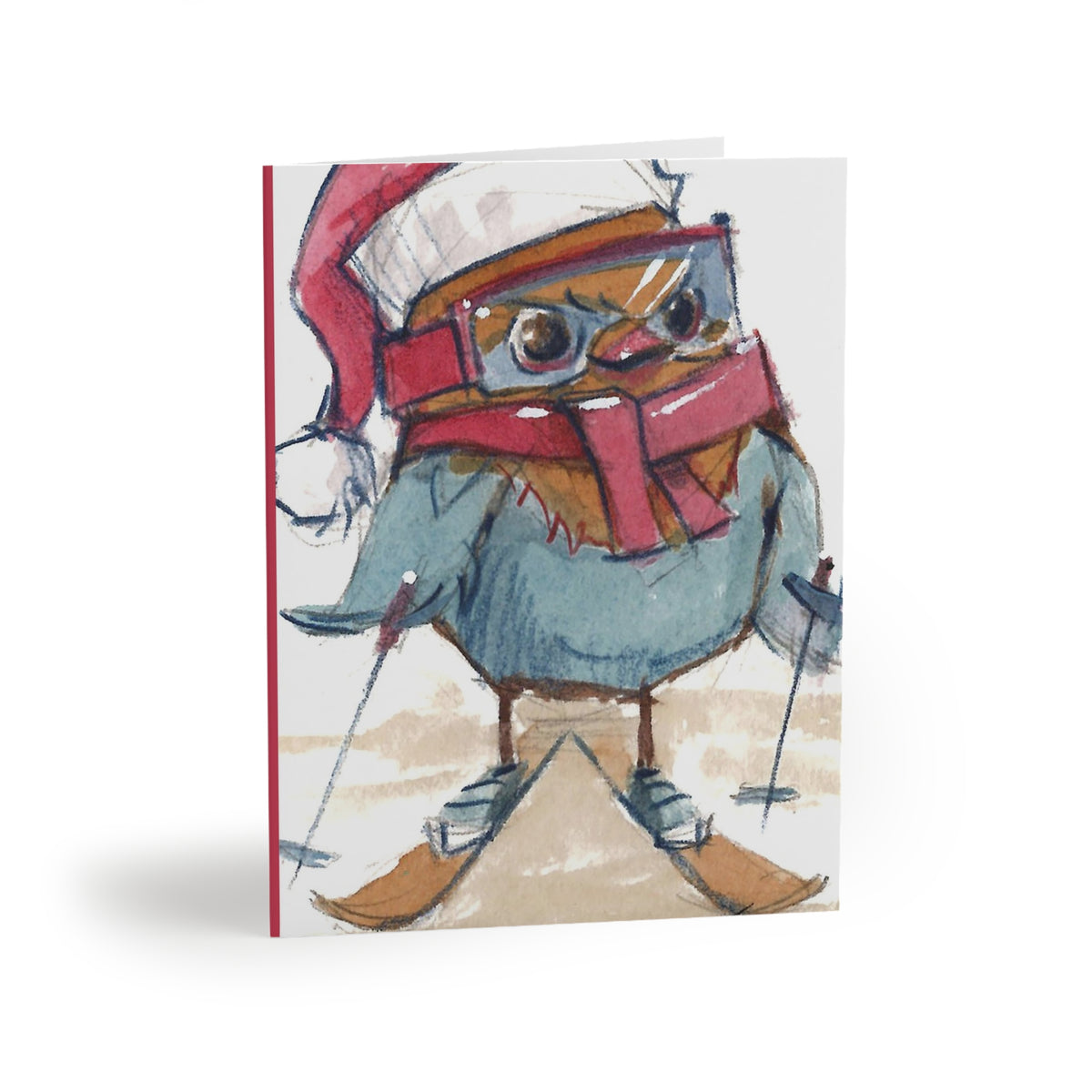 Holiday Skiing Owl Greeting Cards – Cute Christmas Cards