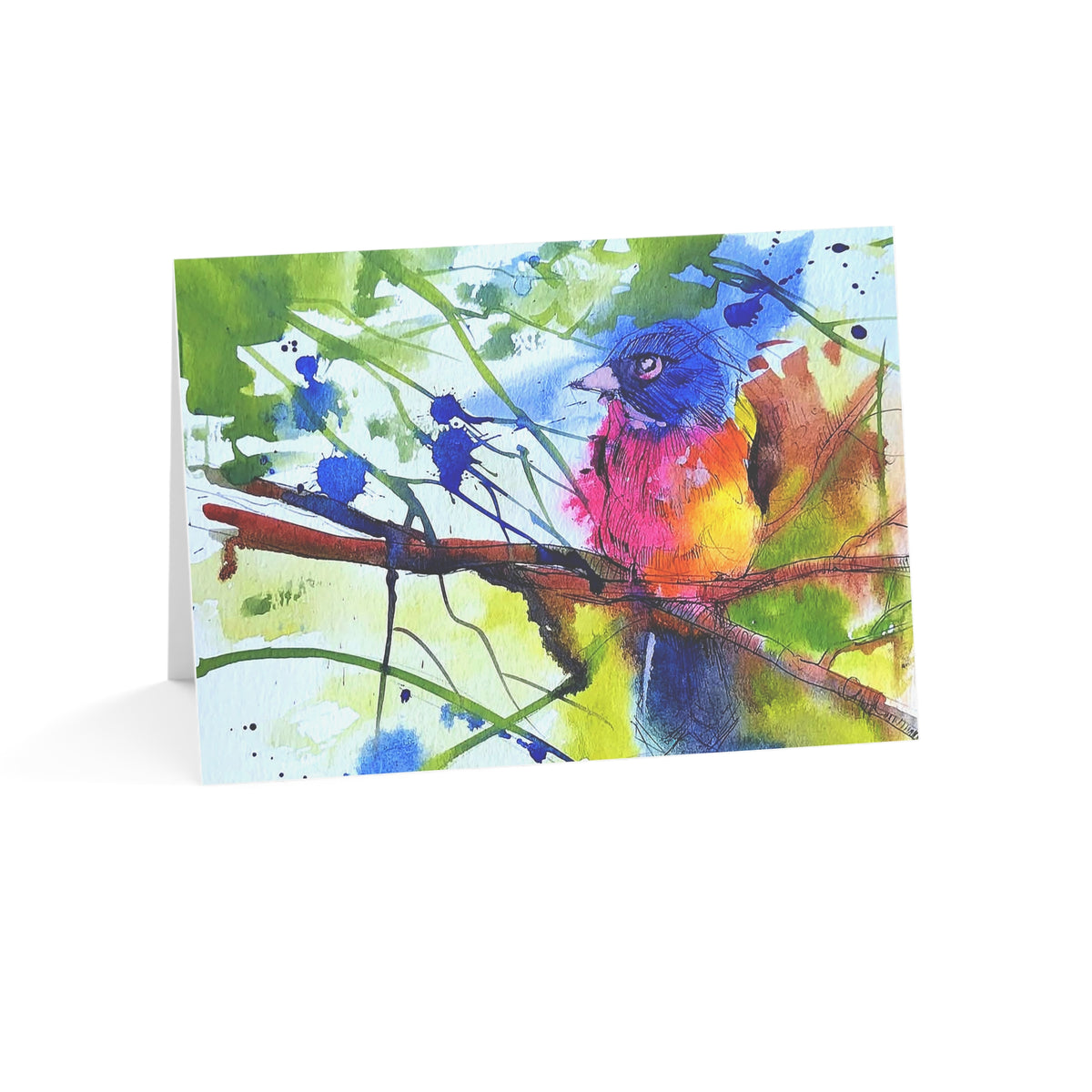 Colorful Watercolor Bird Greeting Cards — Pack of 1/10/30/50