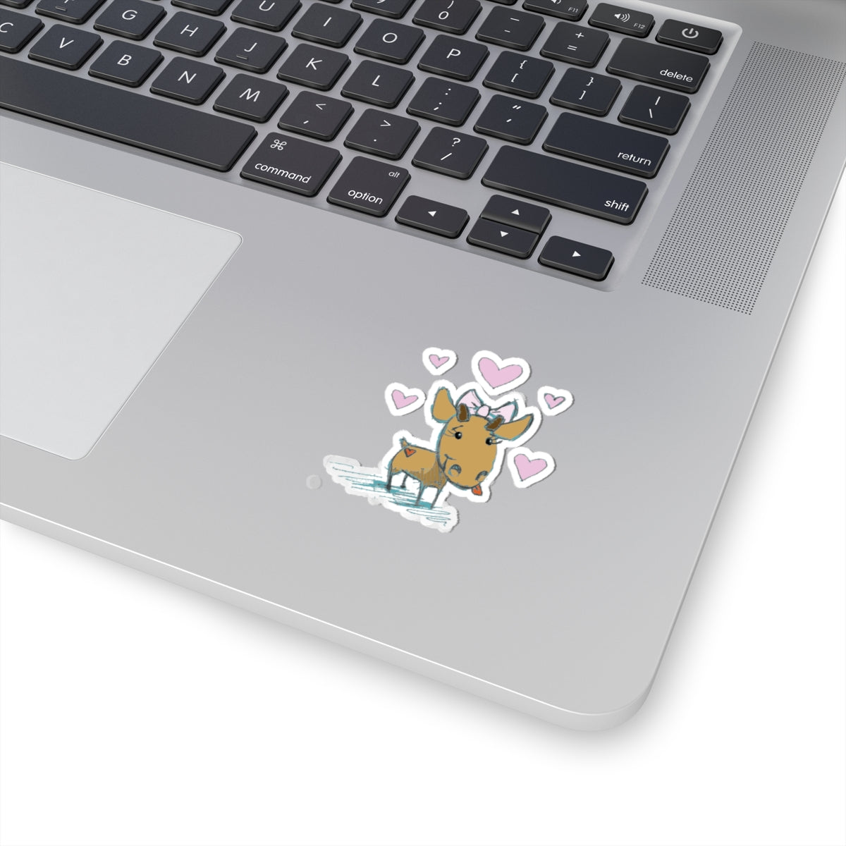 Cute Doe Sticker — Heartful Deer Kiss-Cut Vinyl Sticker