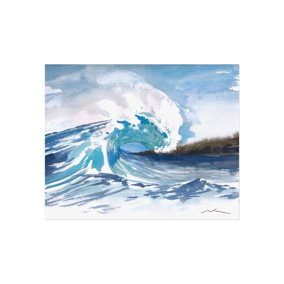 Ocean Wave Fine Art Poster — Watercolor Seascape Wall Art