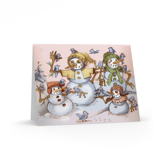 Snowman Family Holiday-- Greeting Cards