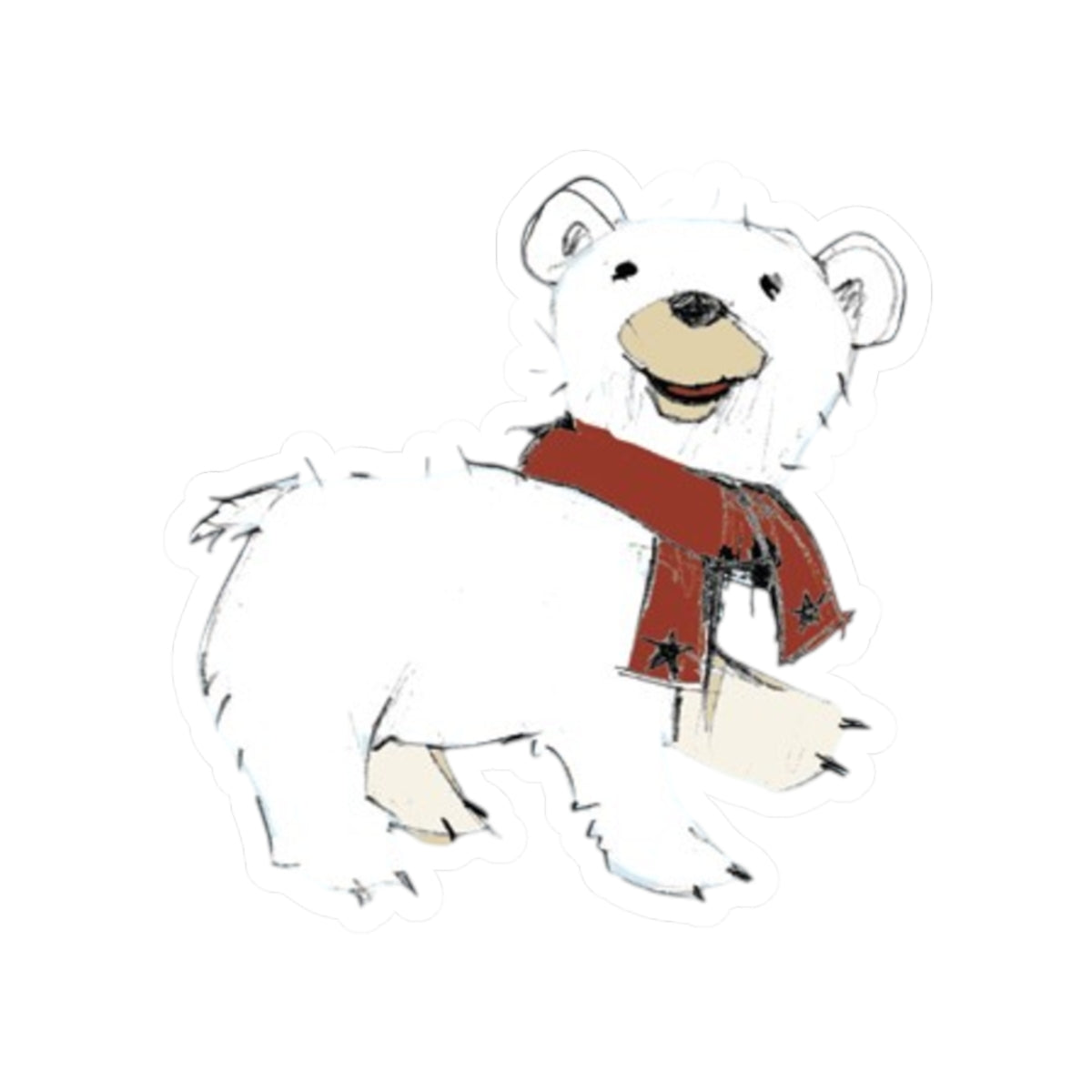 Cute Polar Bear Scarf Kiss-Cut Sticker