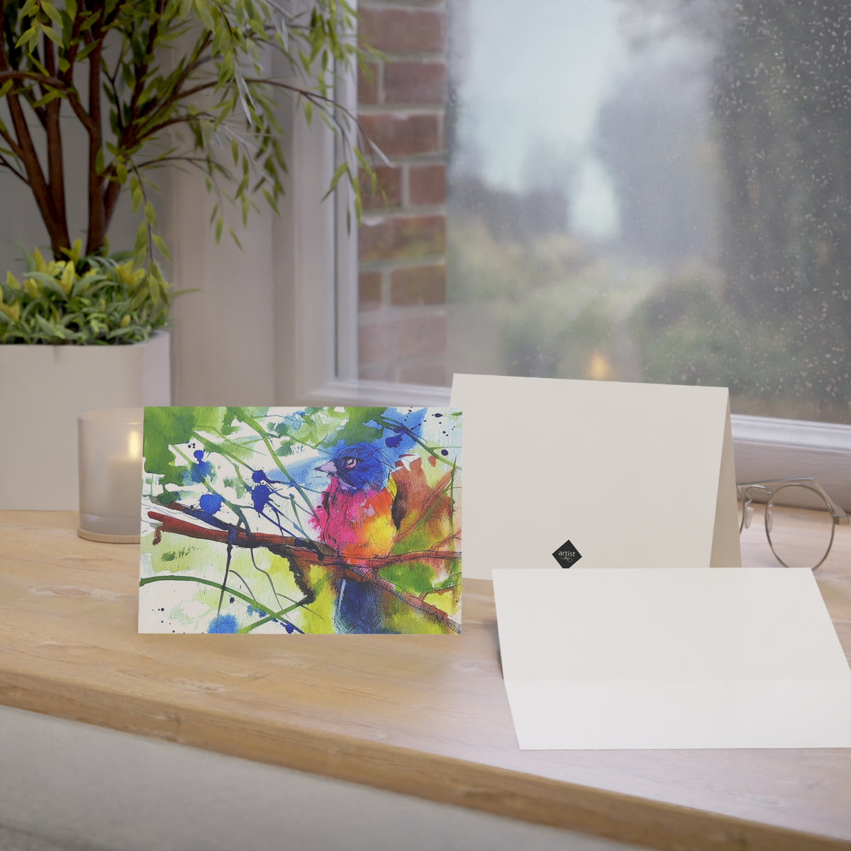 Colorful Watercolor Bird Greeting Cards — Pack of 1/10/30/50