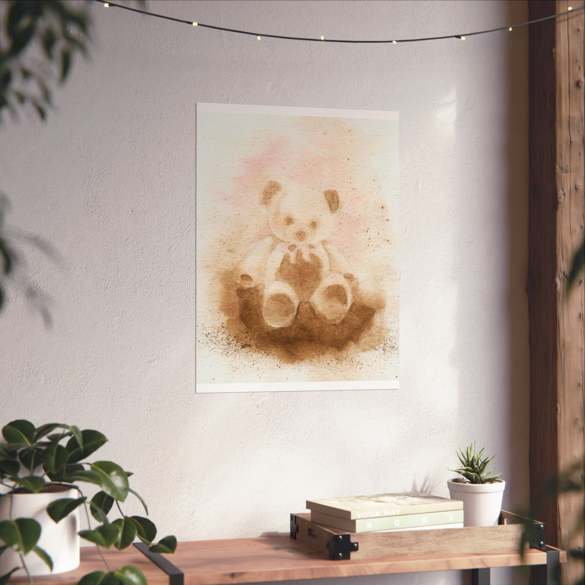 Teddy Bear Fine Art Poster — Soft Watercolor Nursery Wall Art