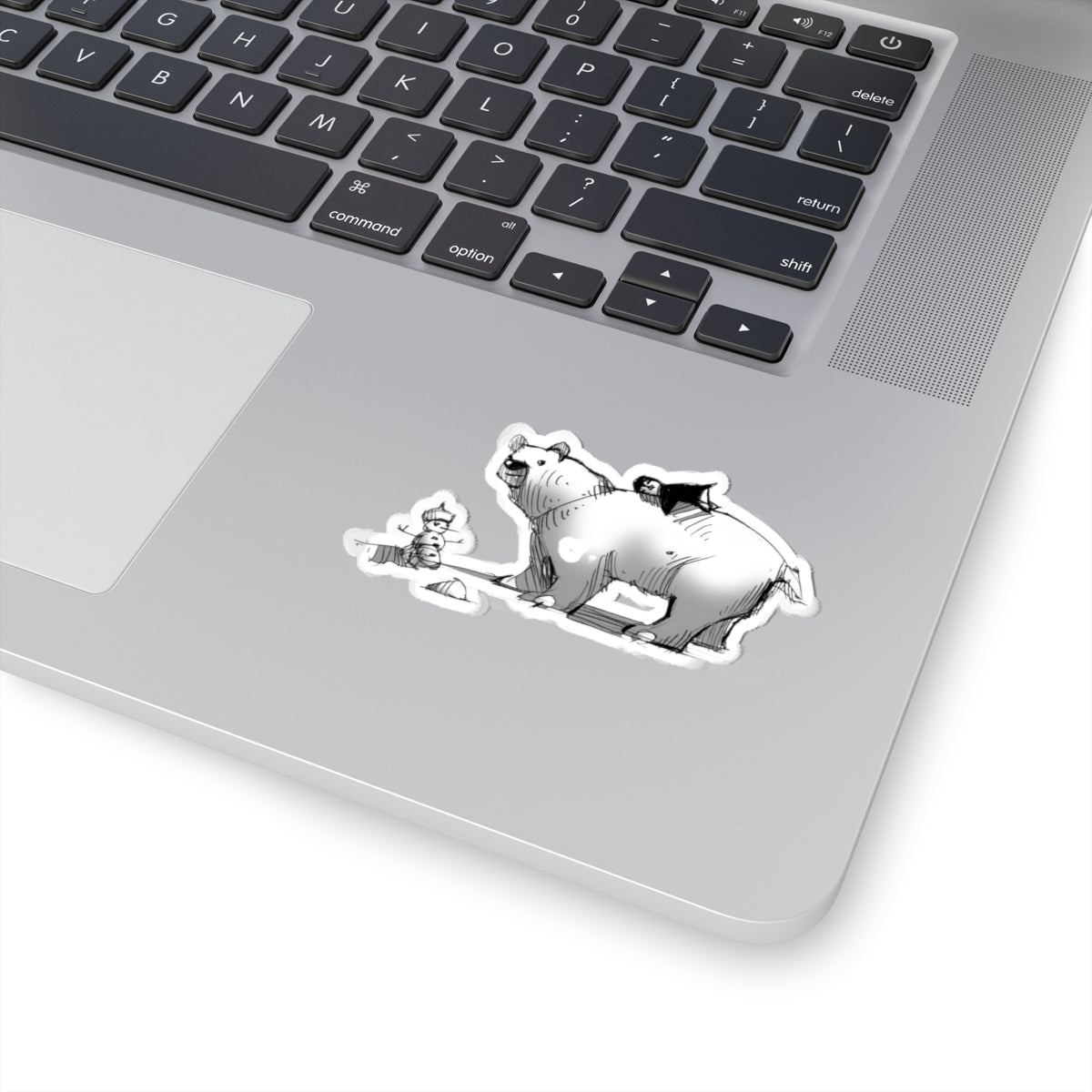 Whimsical Bear and Tiny Friend Kiss-Cut Sticker
