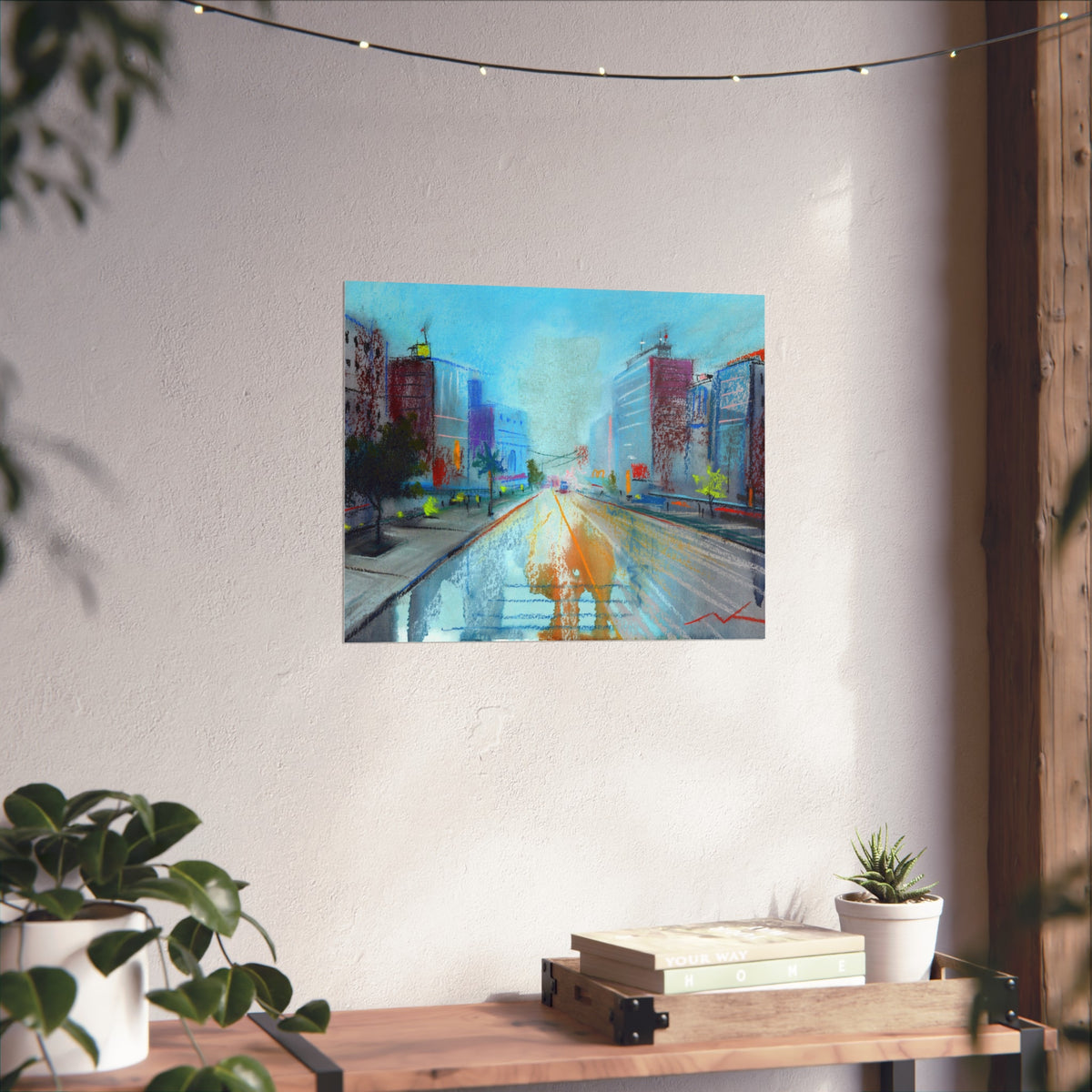 Cityscape Fine Art Poster — Vibrant Urban Street Scene Wall Art