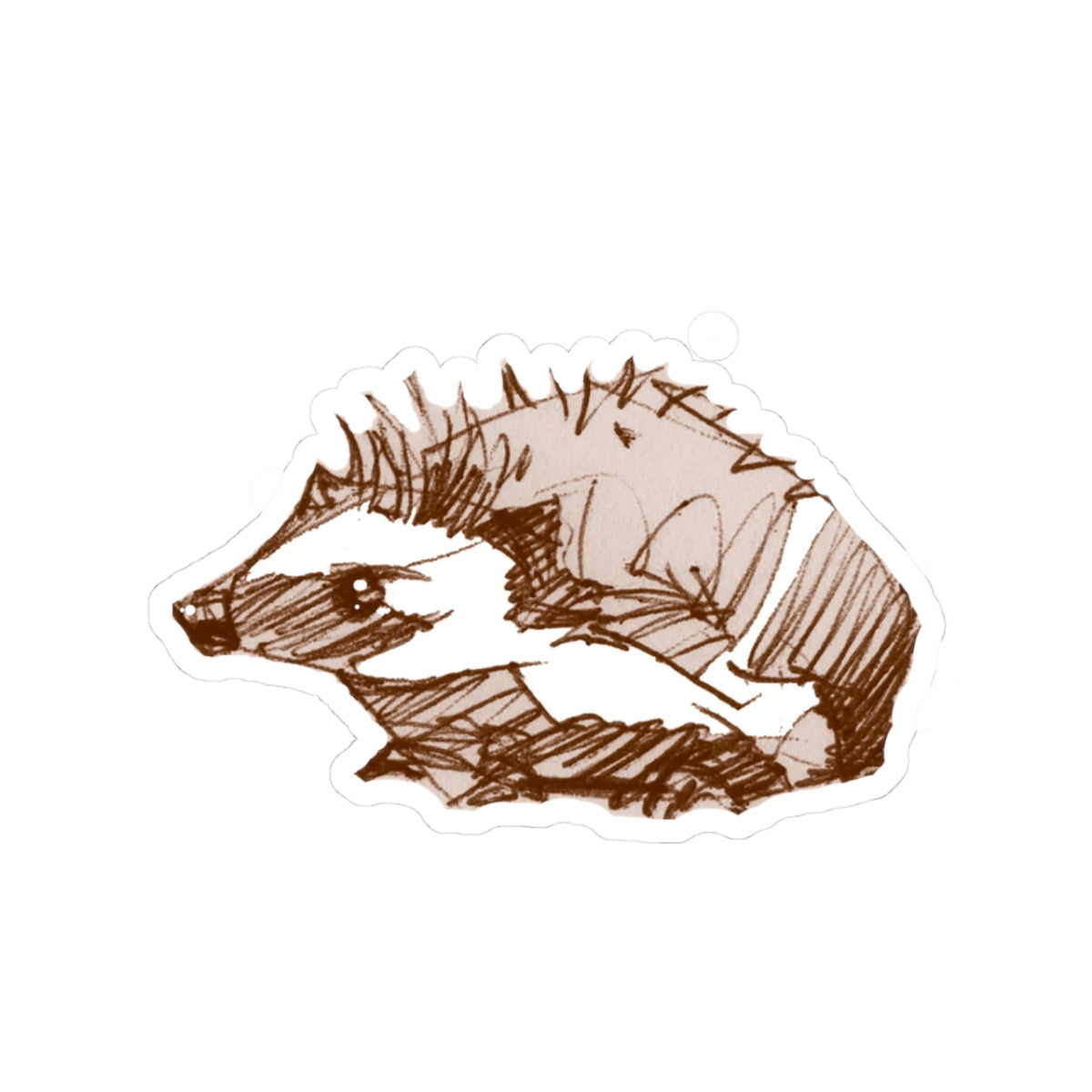 Hedgehog Sketch Kiss-Cut Sticker — Hand-Drawn Woodland Animal Decal for Laptops & Water Bottles