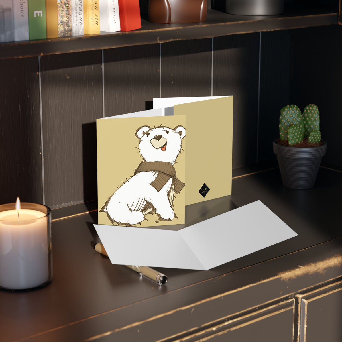Cute Polar Bear Scarf Greeting Cards – Blank Note Cards