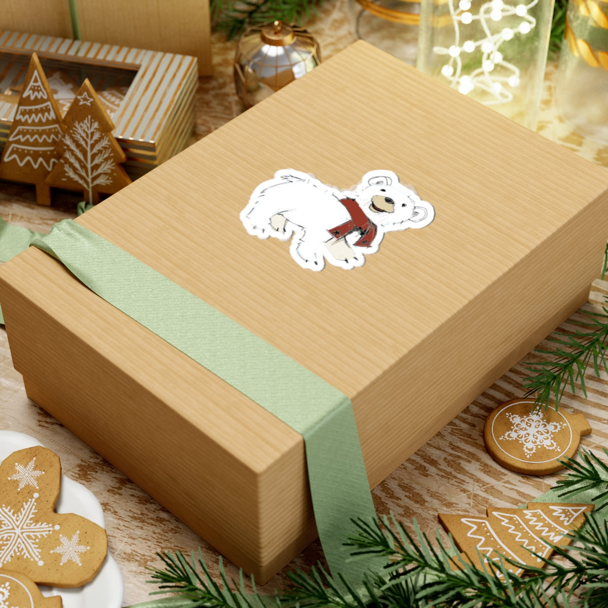 Cute Polar Bear Scarf Kiss-Cut Sticker