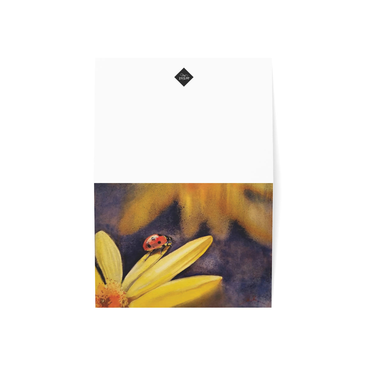 Greeting Card — Ladybug on Yellow Daisy (Blank Inside)