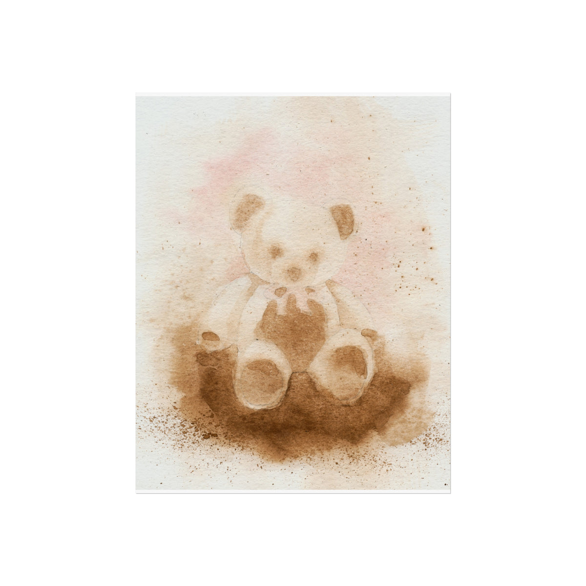 Teddy Bear Fine Art Poster — Soft Watercolor Nursery Wall Art
