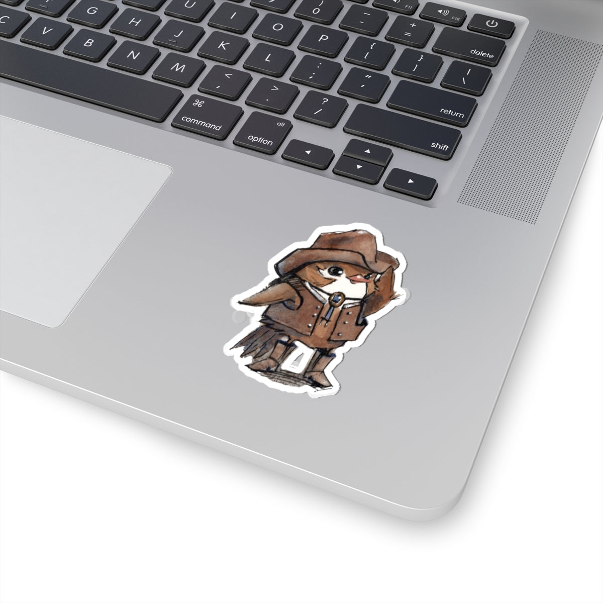 Cowboy Sparrow Kiss-Cut Sticker — Cute Western Bird Vinyl Decal