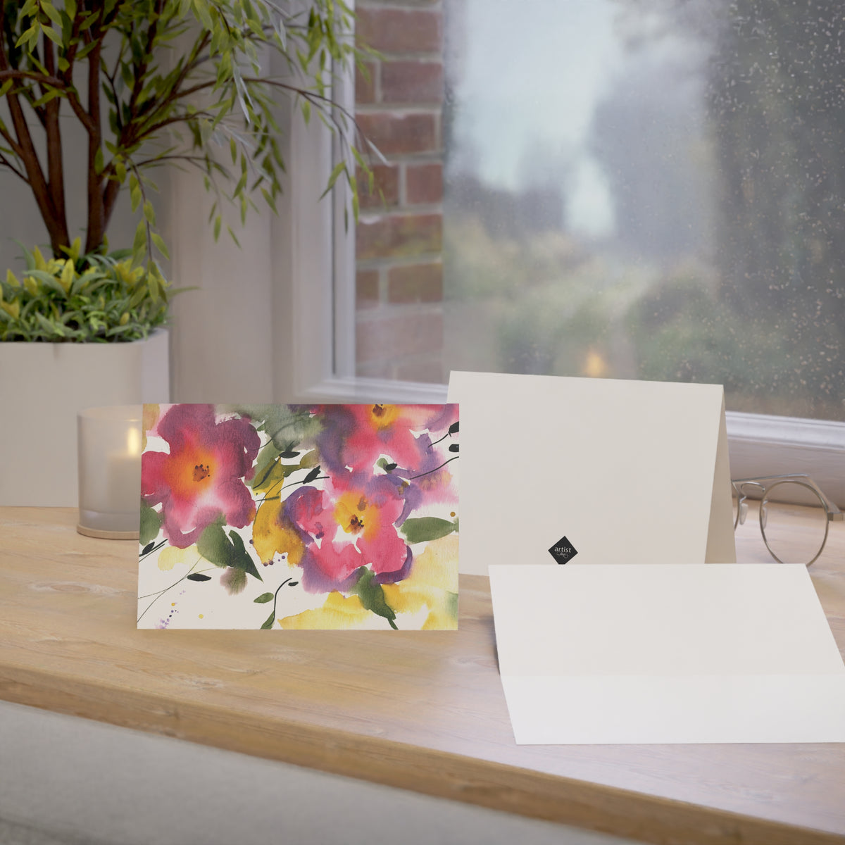 Floral Watercolor Greeting Cards — Blank Note Cards (Pack of 1, 10, 30, 50)