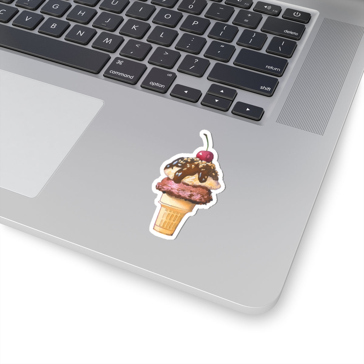 Ice Cream Cone Kiss-Cut Sticker — Cute Retro Sundae Sticker for Laptops & Journals