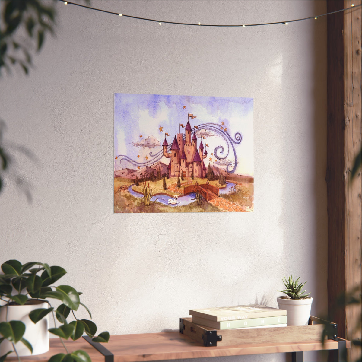 Fairy Tale Castle Fine Art Poster — Whimsical Watercolor Wall Art for Kids’ Rooms & Nursery