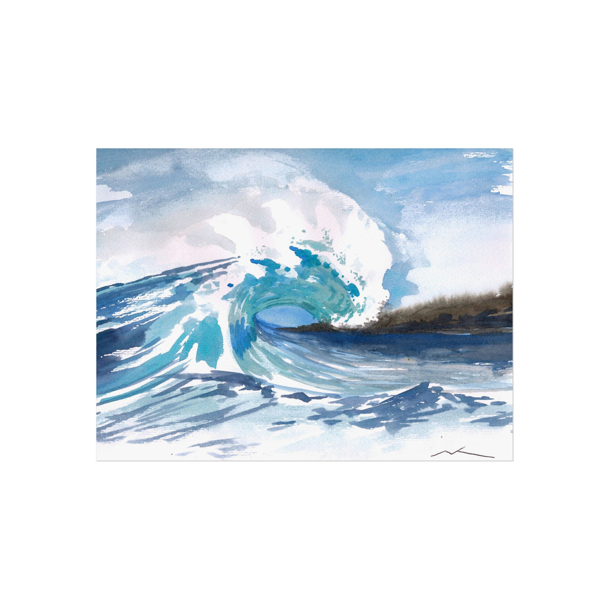 Ocean Wave Fine Art Poster — Watercolor Seascape Wall Art