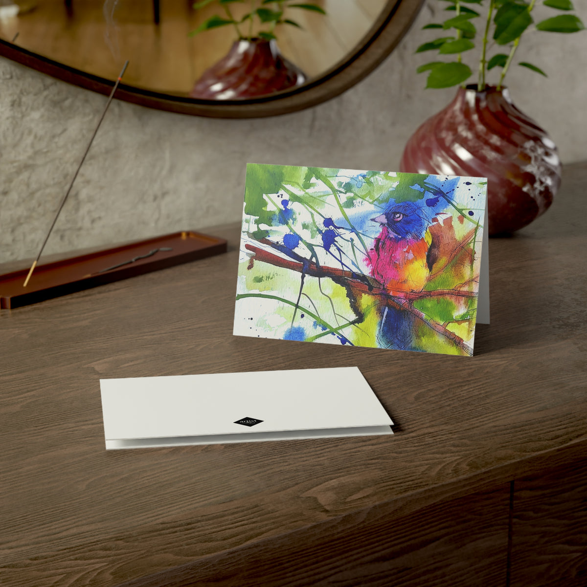 Colorful Watercolor Bird Greeting Cards — Pack of 1/10/30/50