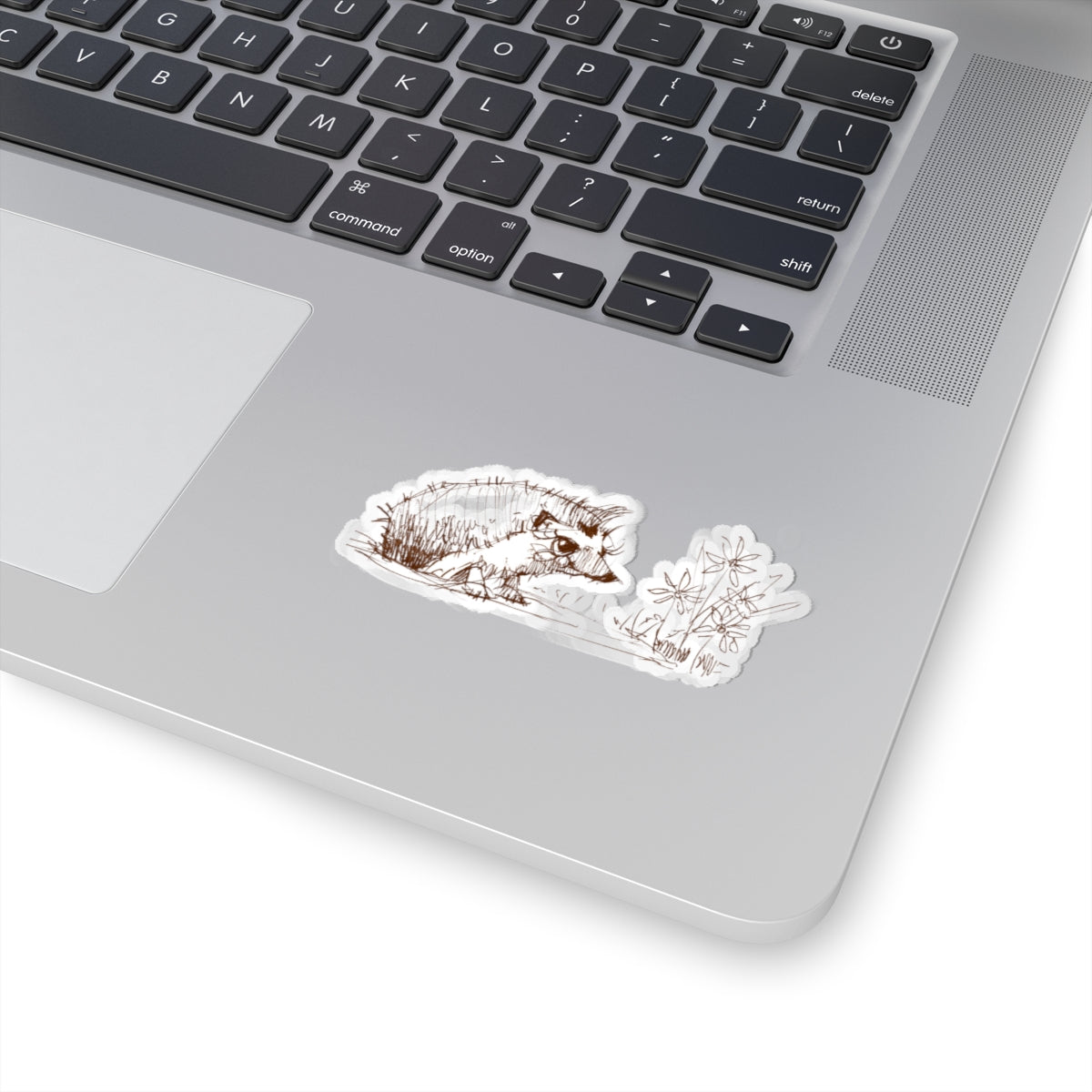 Cute Hedgehog Sketch Kiss-Cut Sticker — Cute Hand-Drawn Woodland Laptop Decal