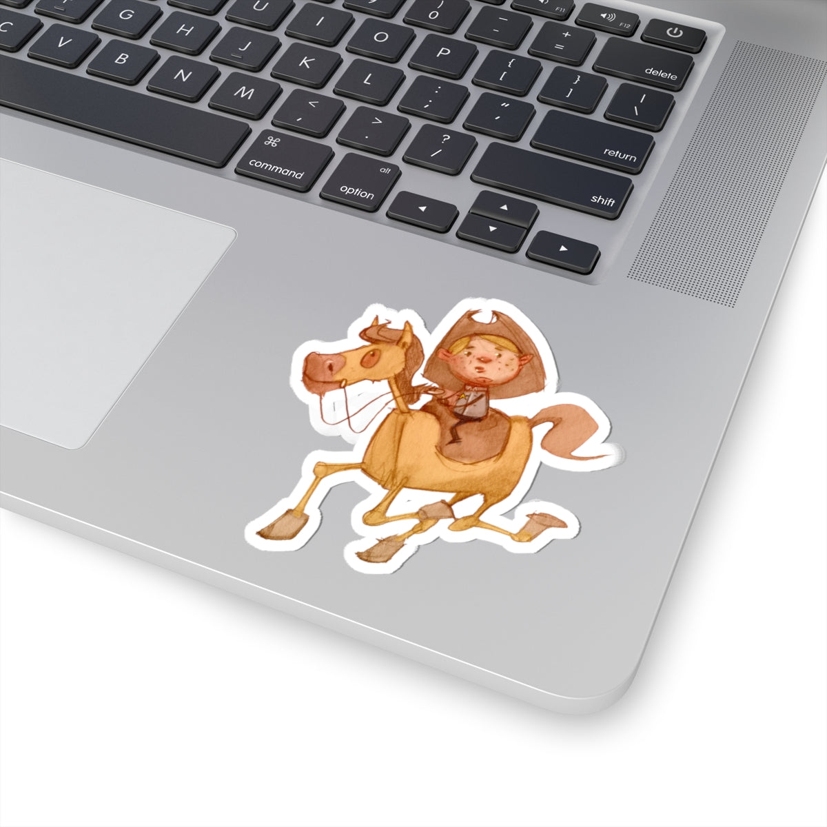 Cowboy Kid on Horse Sticker — Cute Western Kiss-Cut Vinyl Decal for Laptops & Water Bottles