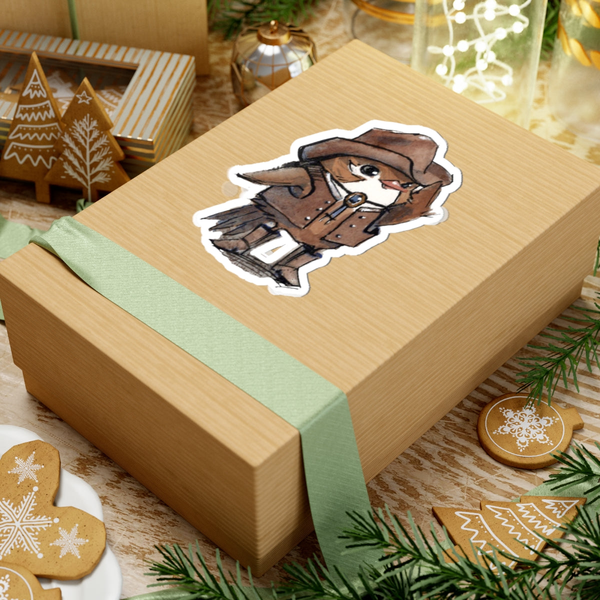 Cowboy Sparrow Kiss-Cut Sticker — Cute Western Bird Vinyl Decal