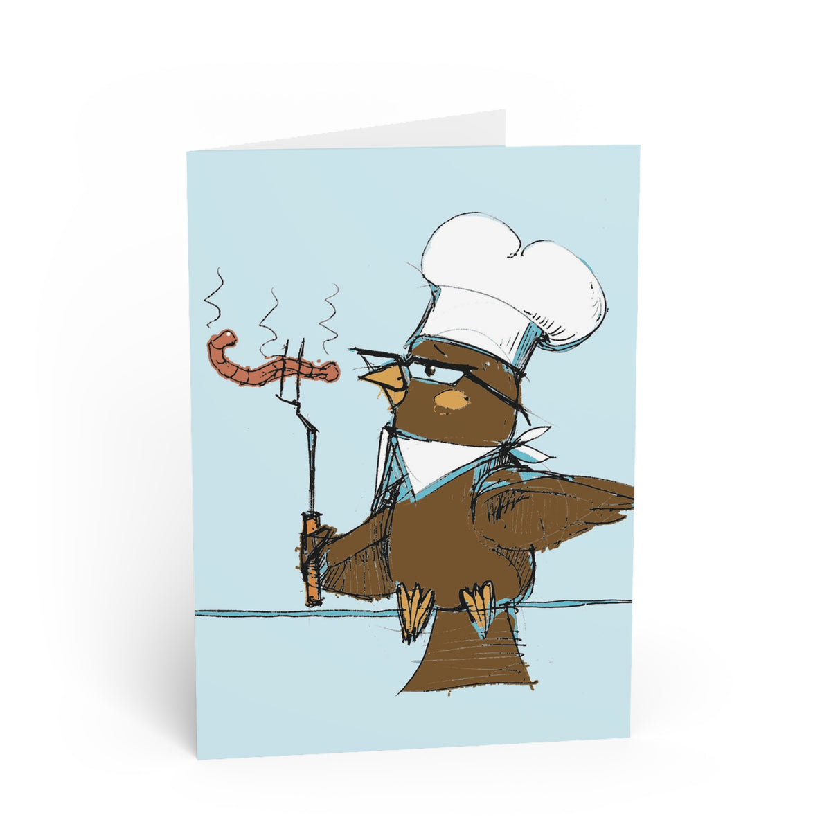 Chef Bird Greeting Card — Humorous Culinary Birthday or Congrats Card