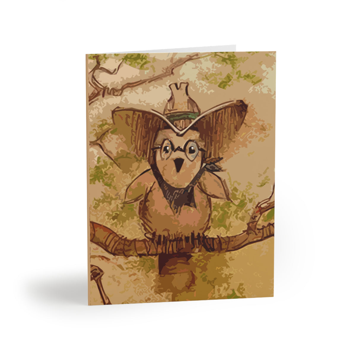 Woodland Owl Greeting Cards — Rustic Hand-Drawn Owl Note Cards