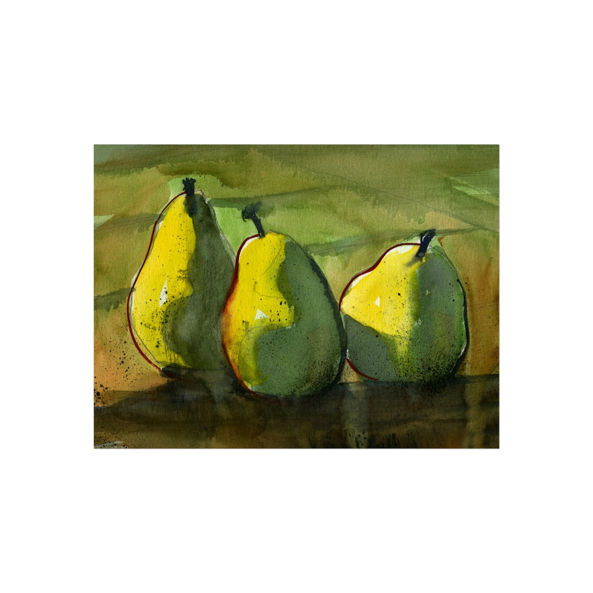 Fine Art Poster - Three Pears Watercolor Still Life
