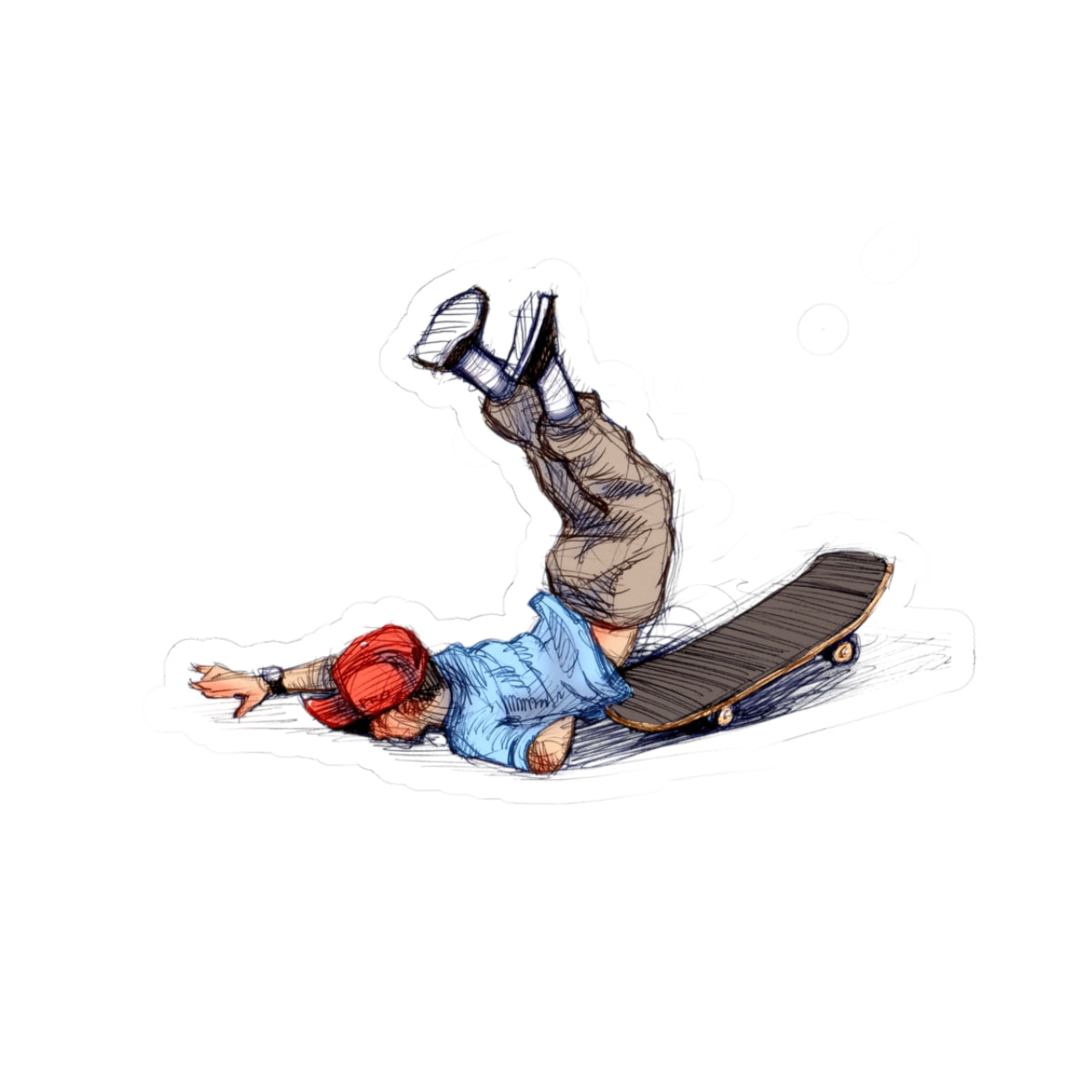 Skateboard Splat Kiss-Cut Sticker — Vintage Skateboarding Sticker