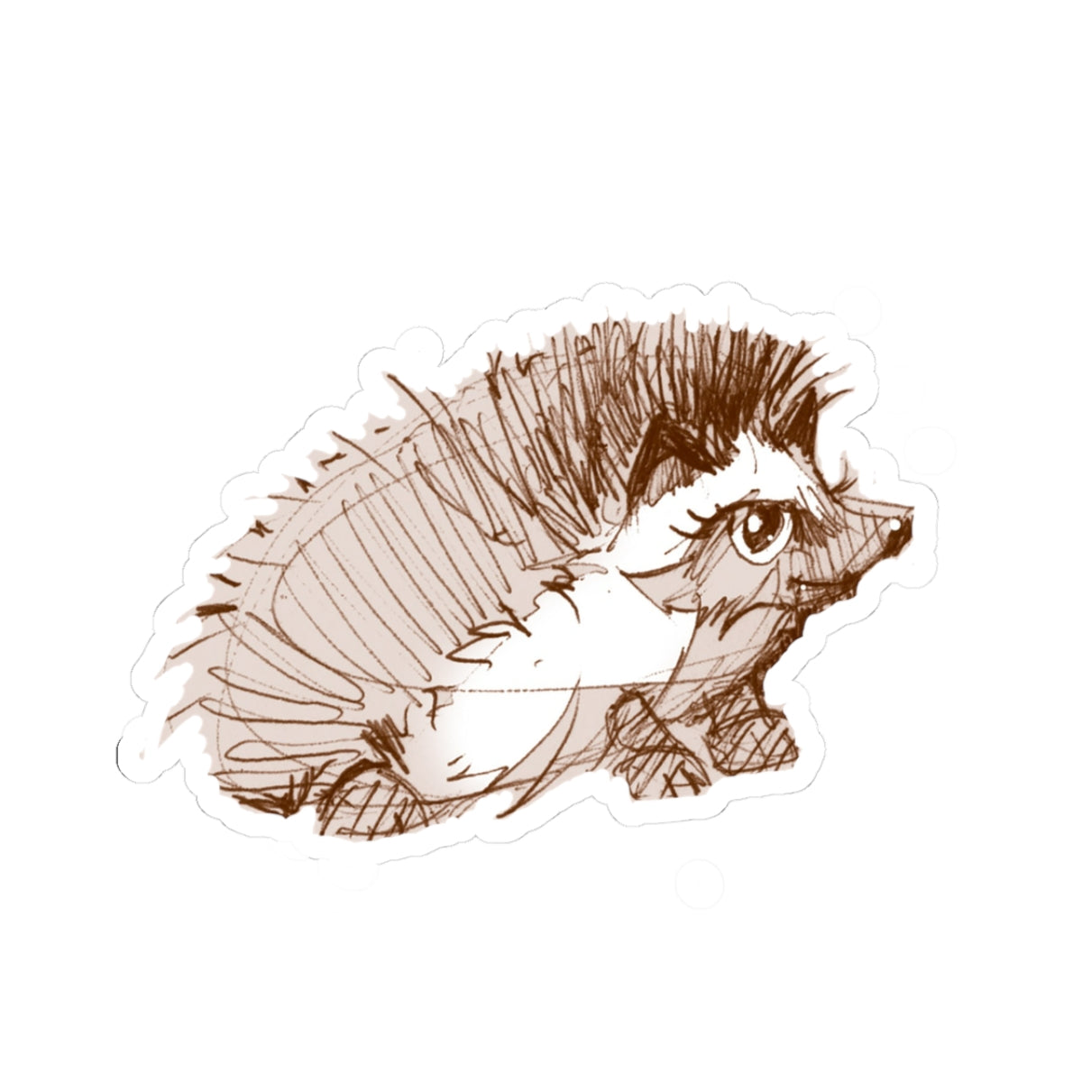 Hand-Drawn Hedgehog Kiss-Cut Sticker — Cute Sketch Laptop Decal