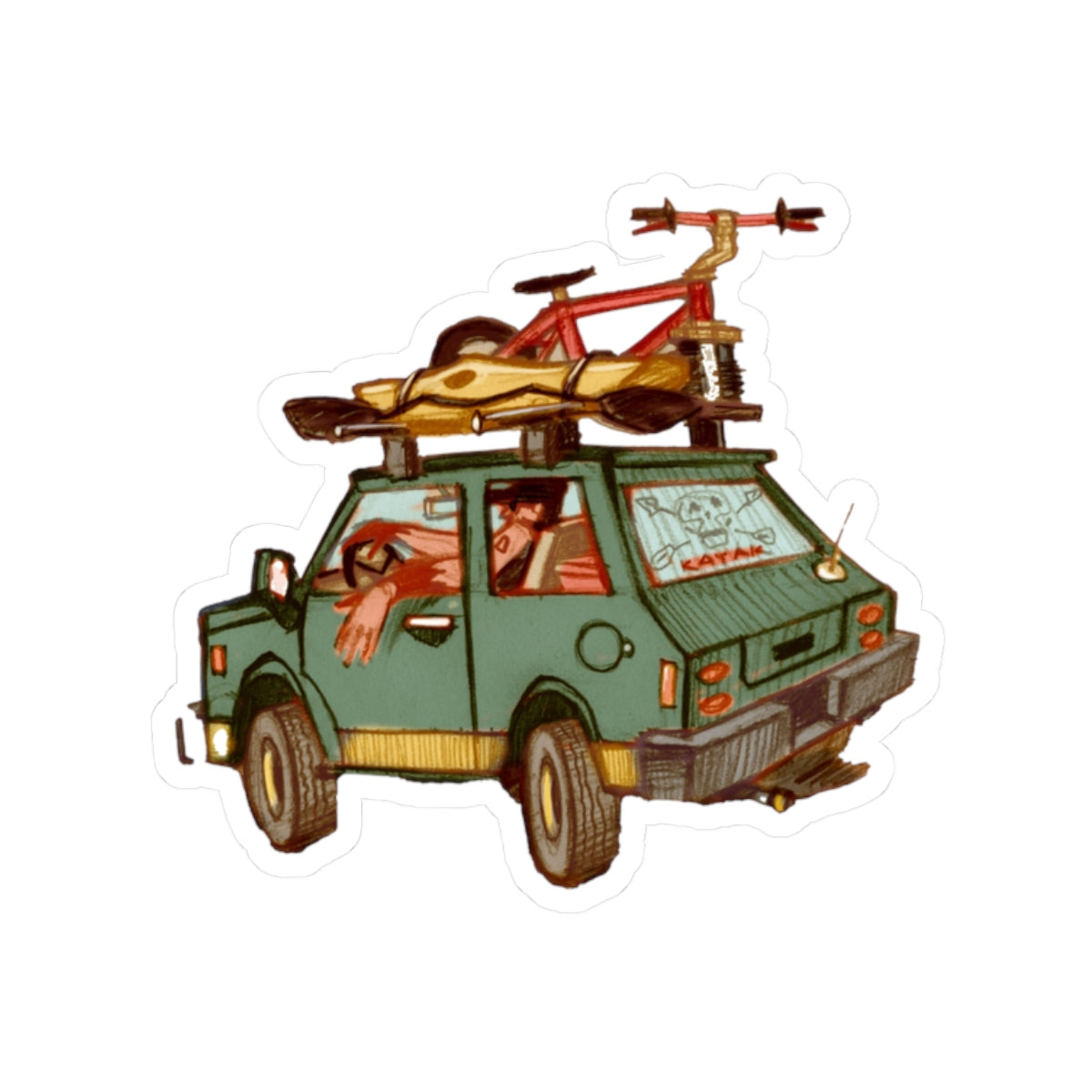 Vintage Station Wagon Road Trip Sticker — 'Road Trip' Kiss-Cut Car Decal