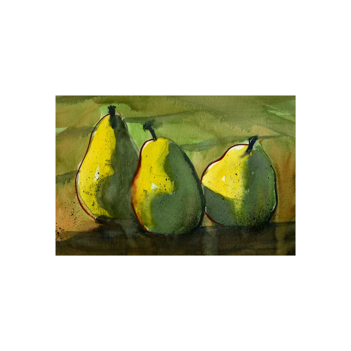 Fine Art Poster - Three Pears Watercolor Still Life